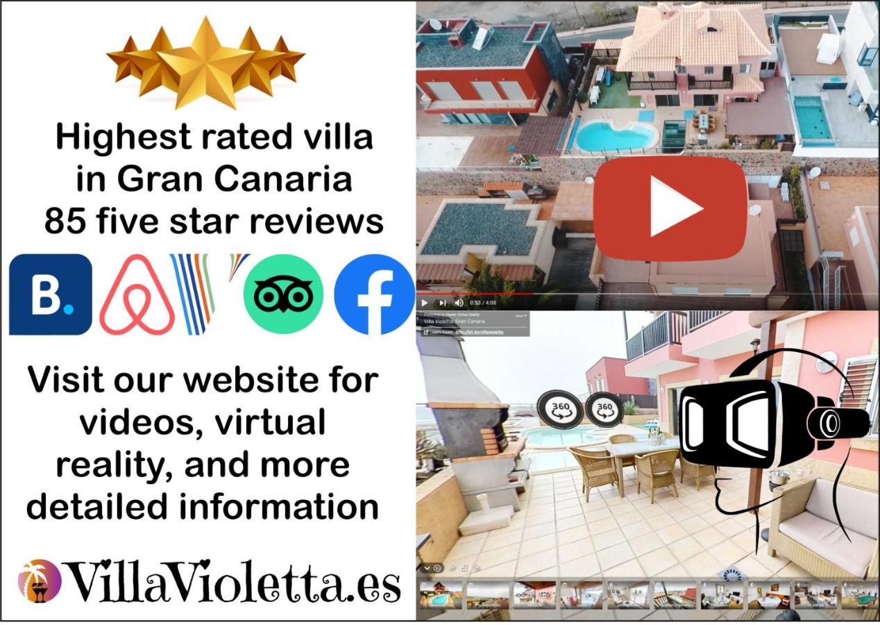Luxury 5 Star Villa Violetta With Amazing Sea View, Jacuzzi And Heated Pool San Agustín Extérieur photo